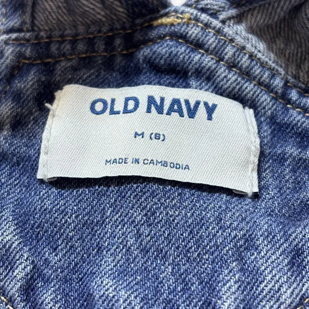 Old Navy Unisex 8 Denim Overalls Distressed Blue Jean Bib 100% Cotton Farmhouse